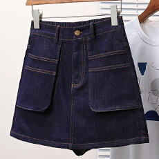 批发实拍<b class='q'>夏</b>新款大码宽松防走光牛仔短裙裤胖MM显瘦时尚A字半身裙