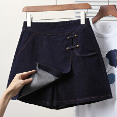 批发实拍夏新款大码弹力遮肚牛仔短<b class='q'>裙裤</b>胖MM短裤韩版洋气防走光短裙