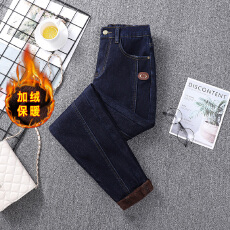 批发实拍冬新款大码高腰宽松加绒加厚牛仔老爹裤欧版弹力休闲显瘦<b class='q'>女裤</b>