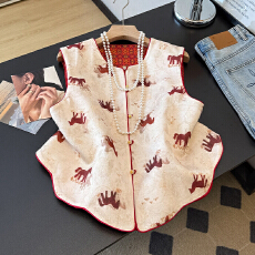 批发金马踏春新中式国风马甲女20026春季新款中式坎肩外套双面双穿