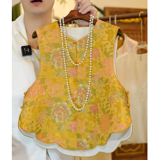 批发新年中式提花气质马夹背心女2026春季新品别致盘扣马甲双面穿