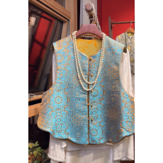 批发新年中式提花气质马夹背心女2026春季新品别致盘扣马甲双面穿