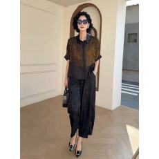 批发2026夏季国风新款中年<b class='q'>妈妈</b>装改良旗袍复古时尚冰丝浮光锦套装