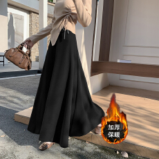批发2025冬季加厚毛呢半身裙长裙高个子高腰显瘦百搭A字气质长裙伞裙
