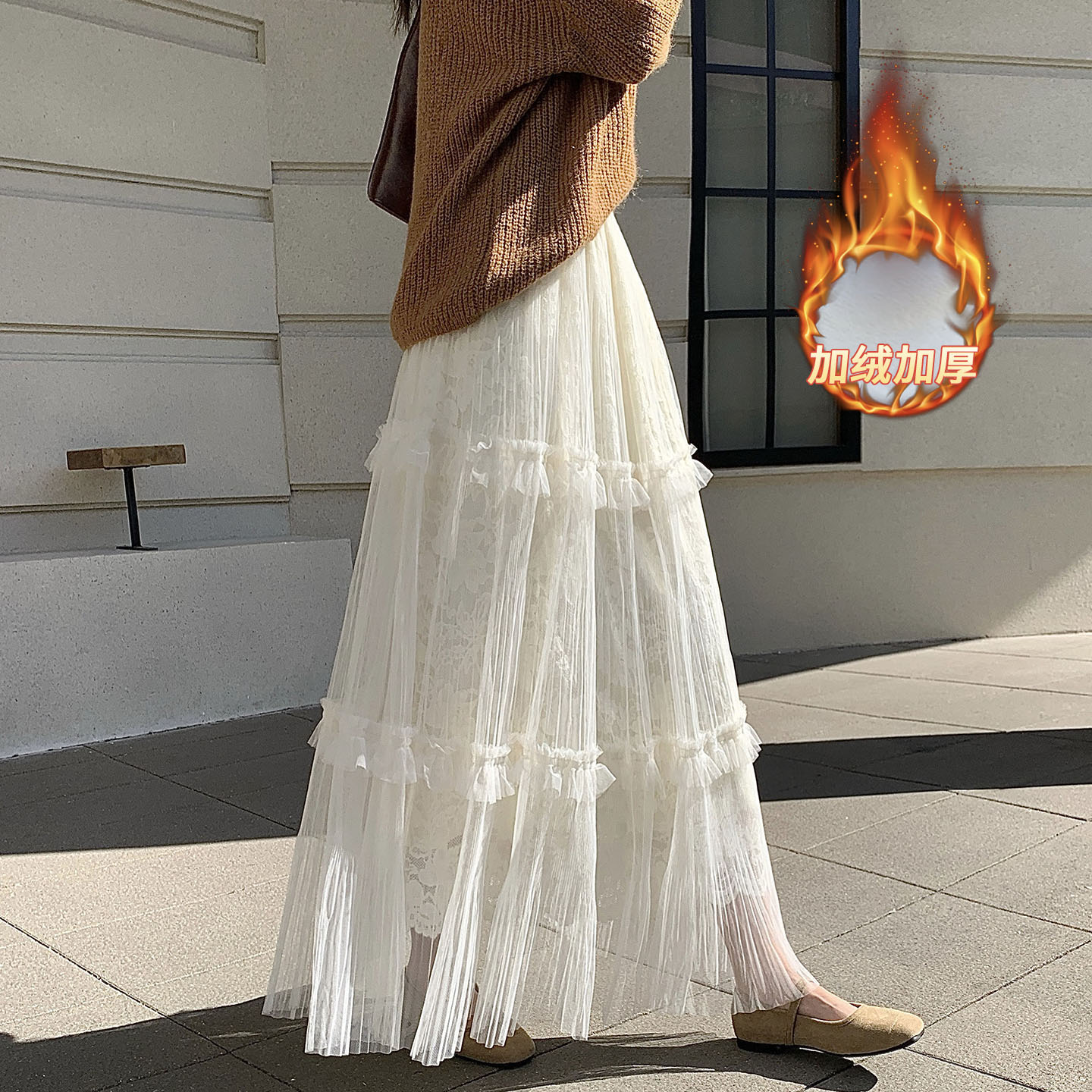 MY16134# 柔美网纱拼接蛋糕裙法式芭蕾风高腰A字中长款伞裙女裝貨源服...