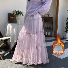 批发复古气质百褶半身裙女2025新款秋<b class='q'>冬</b>季显瘦松紧腰半裙大摆a字裙女