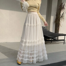 批发木耳边纱裙高级感花边<b class='q'>半身</b>裙2026春季新款网纱蛋糕大摆蓬蓬裙仙女