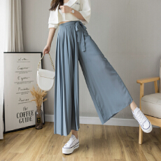 批发实拍2026年春夏季新款韩版压褶<b class='q'>雪纺</b>长裤大码松紧腰休闲裤<b class='q'>裤裙</b>