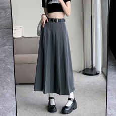 批发高品质新款实拍高级<b class='q'>西装</b>百褶裙女高腰a字中长半身裙小个子春夏