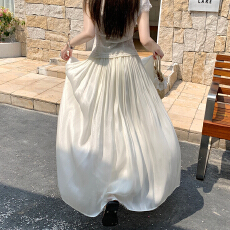 批发流光纱拼<b class='q'>蕾丝</b>半身裙仙气飘飘2026夏季新款爆款半裙高腰气质长裙