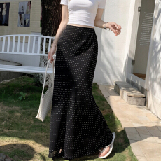 批发韩系复古波点雪纺<b class='q'>半身裙</b>女2026夏季高级感垂感a字鱼尾包臀裙