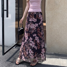批发碎花雪纺包臀半身<b class='q'>裙</b>女夏薄款复古印花长<b class='q'>裙</b>a<b class='q'>字</b>气质鱼尾<b class='q'>裙</b>