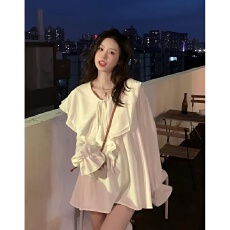 批发荷叶边娃娃衫裙子女春夏秋季新款甜美减龄宽松显瘦<b class='q'>雪纺</b>连衣裙<b class='q'>短裙</b>