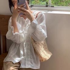 批发春夏韩版<b class='q'>森女</b>小清新防晒衣娃娃衫上衣蕾丝边宽松薄开衫<b class='q'>衬衫</b>防晒衣