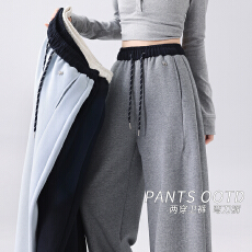 批发实拍卫裤女2026春季新款小马装饰美式复古高腰休闲风百搭阔腿裤长