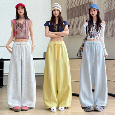 批发实拍美式弯刀运动裤女2026春夏新款拼接高腰直筒宽松<b class='q'>休闲</b>阔腿卫裤