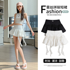 实拍2026夏新款时尚运动百搭学院风半身裙小个子纯欲高腰A字裙女