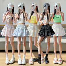 批发实拍芭蕾风蝴蝶结女a字半身裙<b class='q'>蓬蓬裙</b>松紧腰绑带花苞甜酷灯笼短裙