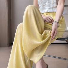 批发实拍2026夏季新款天丝亚麻<b class='q'>阔腿裤</b><b class='q'>高腰</b>休闲冰丝裤直筒拖地裤女