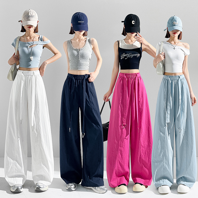 RY4180# 实拍白色冰丝亚麻阔腿裤女2026夏季新款宽松慵懒风轻薄透气休闲裤