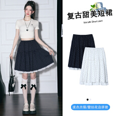 批发<b class='q'>实拍</b>波点蕾丝花边蛋糕半身裙女夏季减龄木耳边高腰a字蓬蓬短裙