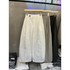 批发2026夏季新款休闲裤女欧货高腰宽松轻懒弯刀裤白色哈伦工装<b class='q'>长裤</b>子