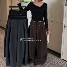 批发高腰阔腿裤<b class='q'>女</b>2026秋新款韩版显瘦垂感弯刀裤设计感休闲<b class='q'>长裤</b>