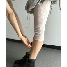 批发复古千禧年超美韩国ins日系五角星提花蕾丝弹力<b class='q'>打底裤</b>7分裤夏季