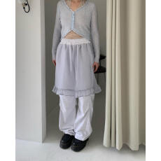 批发秋季新款 韩国学院<b class='q'>雪纺</b>网纱半身裙休闲卫裤裙摆假两件<b class='q'>长裤</b>日系