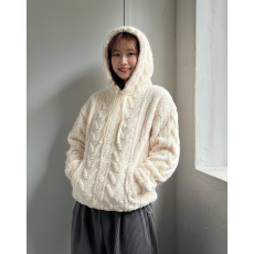 批发冬季保暖~韩国纯色麦穗麻花毛绒珊瑚绒加厚保暖连帽套头上衣<b class='q'>男</b>女