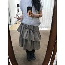 批发三色早春新款~韩国少女不对称斜花边荷叶边大裙摆半身裙纯色<b class='q'>日系</b>