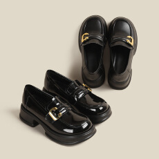 批发2025秋季新款厚底乐福鞋一脚蹬<b class='q'>英伦</b>风小皮鞋女鞋货号