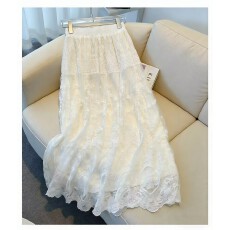 批发法式白色蕾丝半身裙女春夏季2026新款巨好看的百搭气质网纱中长裙