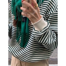 批发鱼鳞薄款秋季韩版条纹长袖T恤女上衣宽松圆领<b class='q'>卫衣</b>女