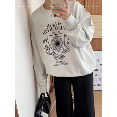 批发加绒加厚薄款<b class='q'>卫衣</b>女韩版宽松秋冬简约字母套头圆领外套上衣潮