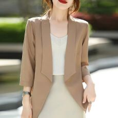 批发<b class='q'>小西装</b>外套女2025新款七分袖高级感气质大码装显瘦夏季薄款小西服