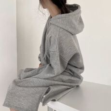 批发250克大<b class='q'>卫衣</b> 双层帽韩国chic秋冬简约休闲连衣裙女<b class='q'>卫衣</b>裙