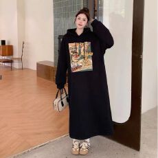 批发250克大<b class='q'>卫衣</b> 双层帽韩国chic秋冬简约休闲连衣裙女<b class='q'>卫衣</b>裙