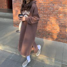 批发250克大卫衣 双层帽<b class='q'>韩国</b>chic秋冬简约休闲<b class='q'>连衣裙</b>女卫衣裙