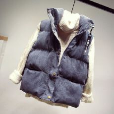 批发灯芯绒加厚马夹<b class='q'>秋</b>冬韩版拉链面包无袖背心外套