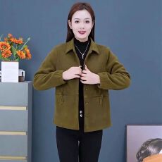 批发灯芯绒中年<b class='q'>外套</b>短款加绒保暖上衣时尚<b class='q'>妈妈装</b>长袖百搭简约宽松女装