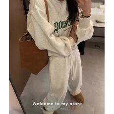 批发休闲卫衣套装女秋<b class='q'>冬</b>季加厚炸街高级感显瘦上衣宽松卫裤两件套