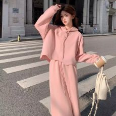 批发时尚洋气连帽<b class='q'>卫衣</b>运动套装女新款休闲气质半身裙两件套百搭一整套