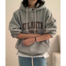 批发加绒加厚卫衣外套女装秋冬韩版连帽宽松印花长袖上衣潮