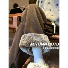 批发加绒咖色<b class='q'>阔腿裤女</b>秋冬高腰垂感直筒雪尼尔冬季羊羔绒加厚保暖棉裤