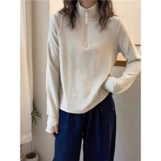 批发罗纹德绒1X1半拉链打底衫女内搭秋冬新款长袖上衣