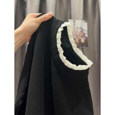 德绒秋冬季穿搭半高领蕾丝长袖打底衫女洋气德绒内搭上衣