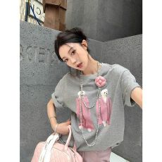 批发韩国外贸韩版新款短袖T恤女装<b class='q'>夏</b>季打底圆领印花宽松印花上衣