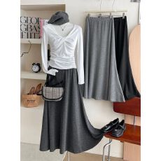 批发法式松紧腰软糯米雪花绒鱼尾半身裙女早秋垂感<b class='q'>包臀</b>a字中<b class='q'>长裙</b>