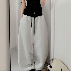 批发春<b class='q'>秋</b>款撞色长裤休闲裤口袋宽松百搭舞蹈美式阔腿裤潮流